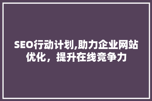 SEO行动计划,助力企业网站优化，提升在线竞争力