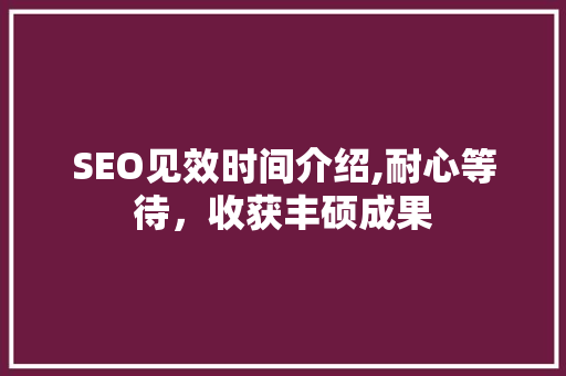 SEO见效时间介绍,耐心等待，收获丰硕成果