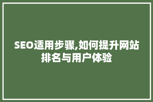 SEO适用步骤,如何提升网站排名与用户体验