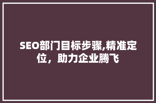 SEO部门目标步骤,精准定位，助力企业腾飞