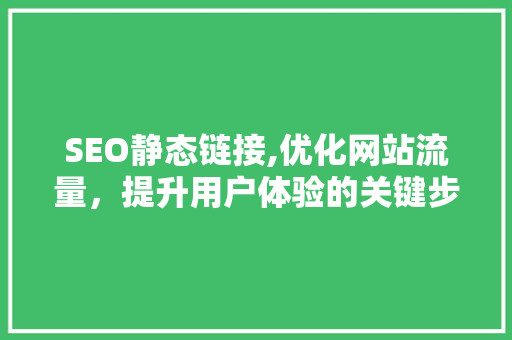 SEO静态链接,优化网站流量，提升用户体验的关键步骤