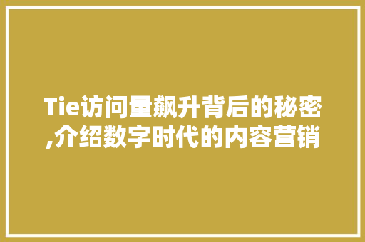 Tie访问量飙升背后的秘密,介绍数字时代的内容营销之路