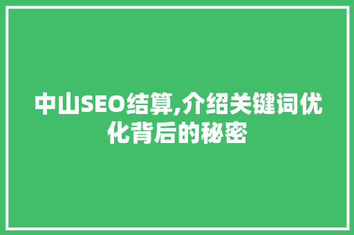 中山SEO结算,介绍关键词优化背后的秘密
