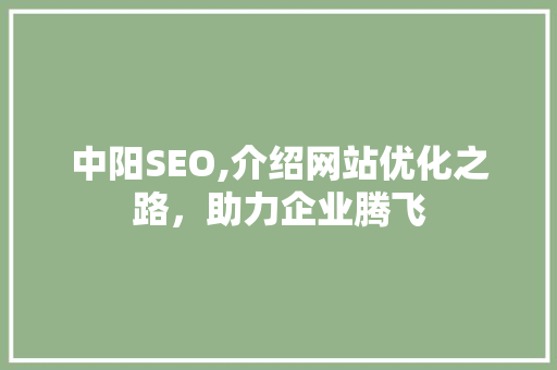 中阳SEO,介绍网站优化之路，助力企业腾飞