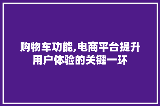 购物车功能,电商平台提升用户体验的关键一环
