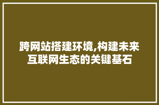 跨网站搭建环境,构建未来互联网生态的关键基石