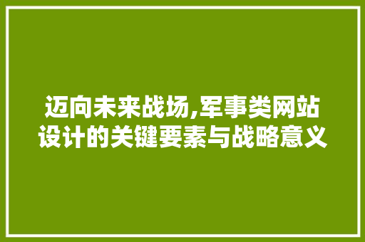 迈向未来战场,军事类网站设计的关键要素与战略意义