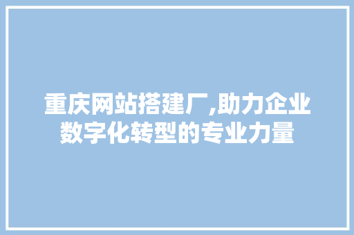 重庆网站搭建厂,助力企业数字化转型的专业力量