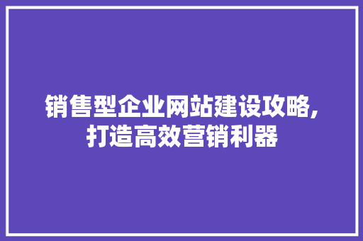 销售型企业网站建设攻略,打造高效营销利器