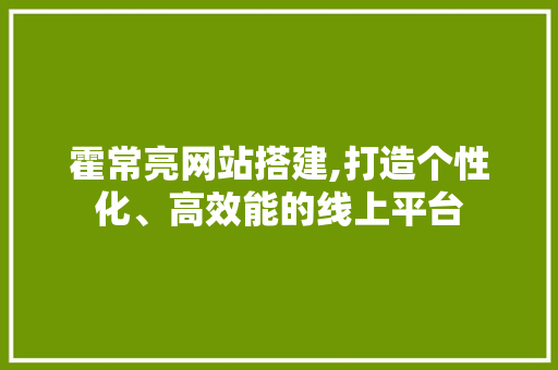 霍常亮网站搭建,打造个性化、高效能的线上平台