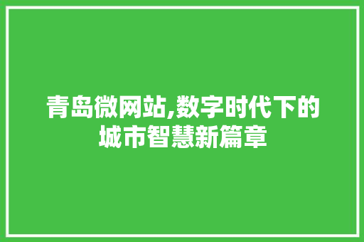 青岛微网站,数字时代下的城市智慧新篇章