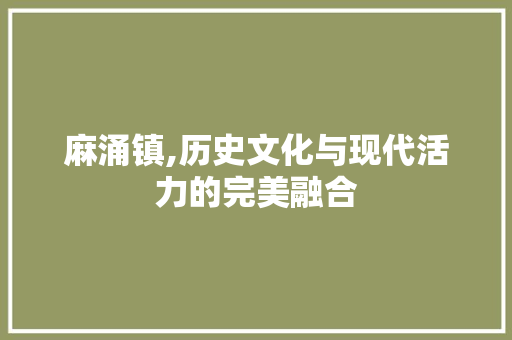 麻涌镇,历史文化与现代活力的完美融合