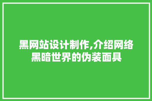 黑网站设计制作,介绍网络黑暗世界的伪装面具