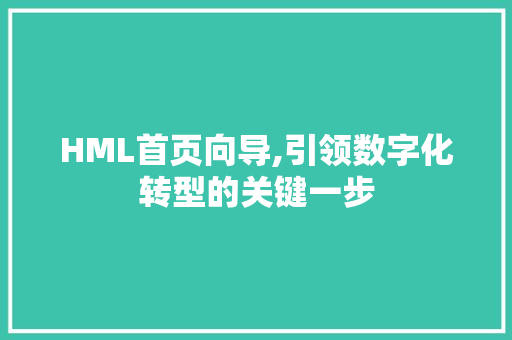 HML首页向导,引领数字化转型的关键一步