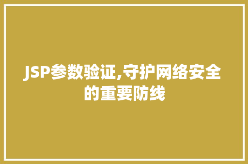 JSP参数验证,守护网络安全的重要防线