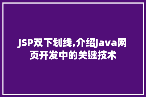 JSP双下划线,介绍Java网页开发中的关键技术