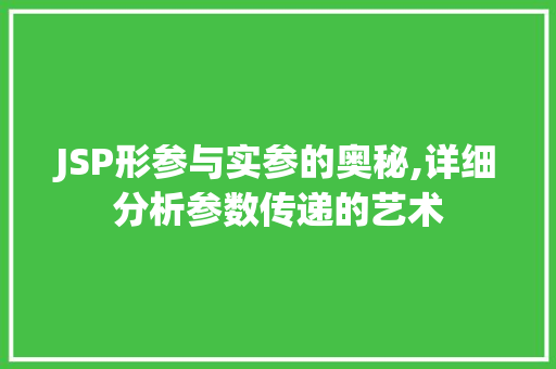 JSP形参与实参的奥秘,详细分析参数传递的艺术