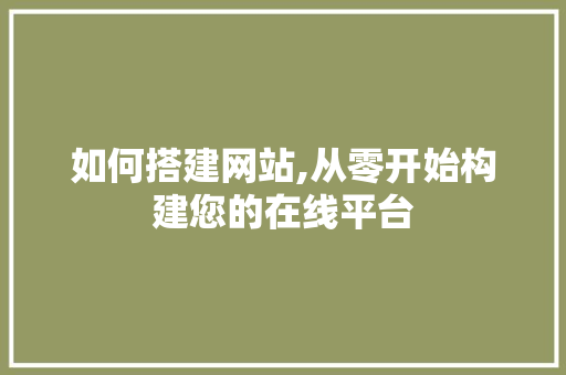 如何搭建网站,从零开始构建您的在线平台
