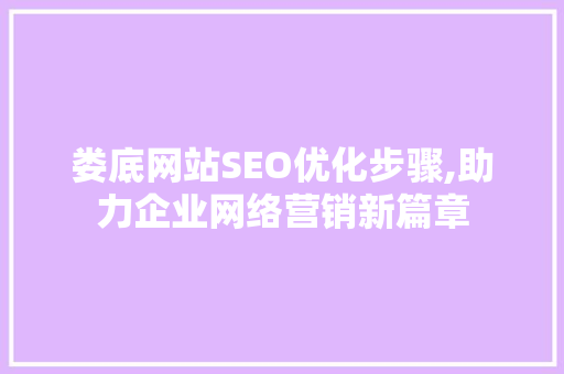 娄底网站SEO优化步骤,助力企业网络营销新篇章