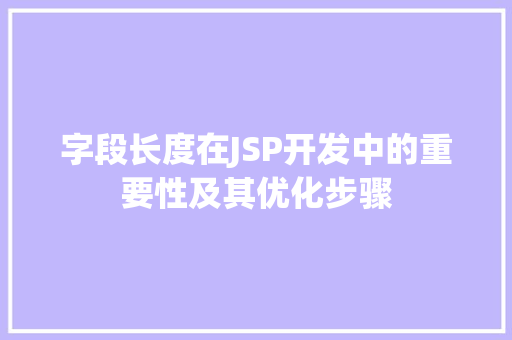 字段长度在JSP开发中的重要性及其优化步骤