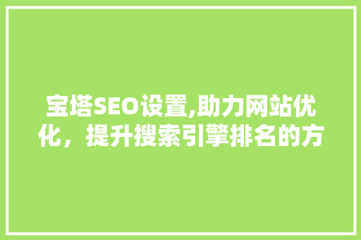 宝塔SEO设置,助力网站优化，提升搜索引擎排名的方法