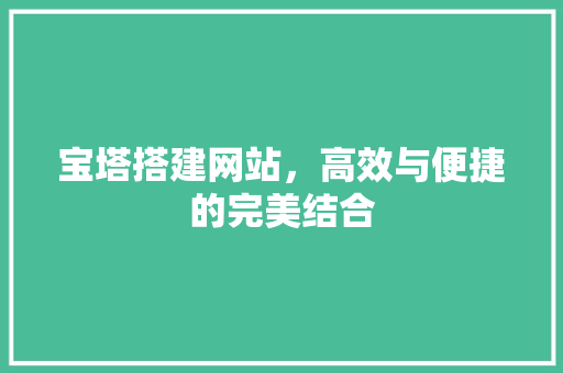 宝塔搭建网站，高效与便捷的完美结合