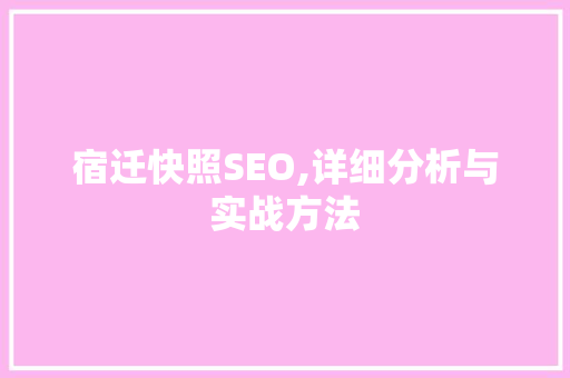 宿迁快照SEO,详细分析与实战方法