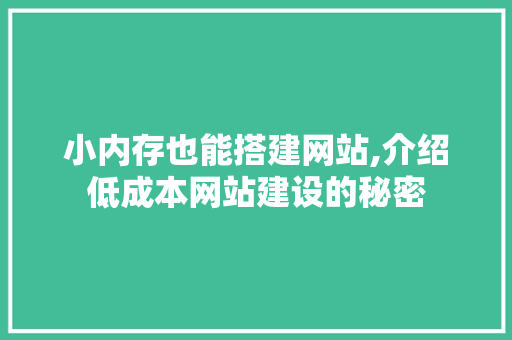 小内存也能搭建网站,介绍低成本网站建设的秘密