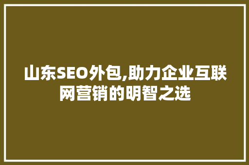 山东SEO外包,助力企业互联网营销的明智之选