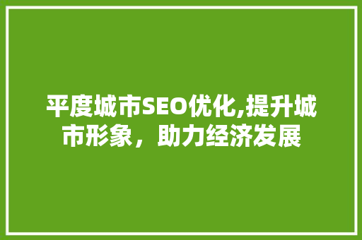 平度城市SEO优化,提升城市形象，助力经济发展