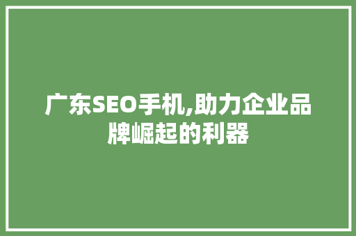 广东SEO手机,助力企业品牌崛起的利器