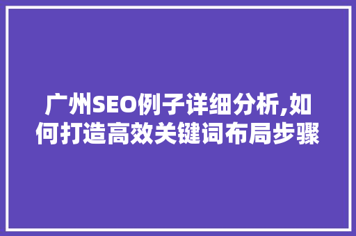 广州SEO例子详细分析,如何打造高效关键词布局步骤