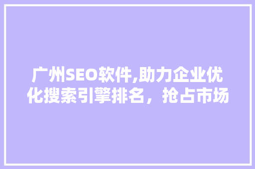 广州SEO软件,助力企业优化搜索引擎排名，抢占市场先机