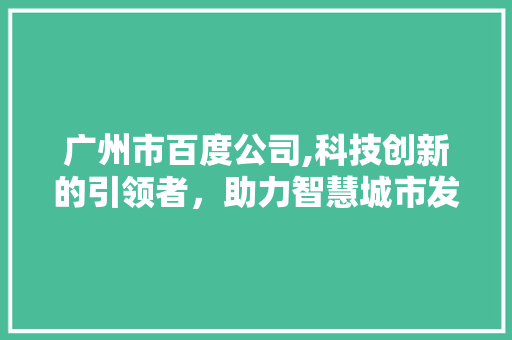 广州市百度公司,科技创新的引领者，助力智慧城市发展