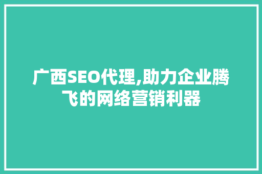 广西SEO代理,助力企业腾飞的网络营销利器