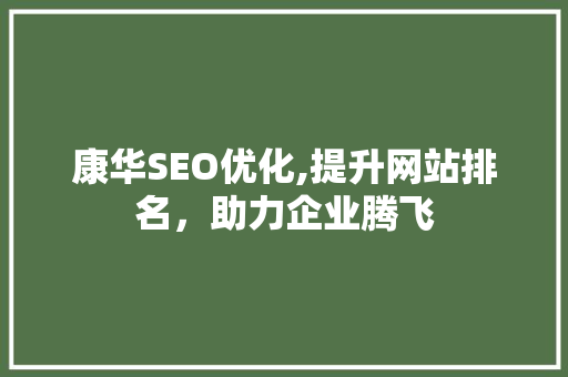 康华SEO优化,提升网站排名，助力企业腾飞
