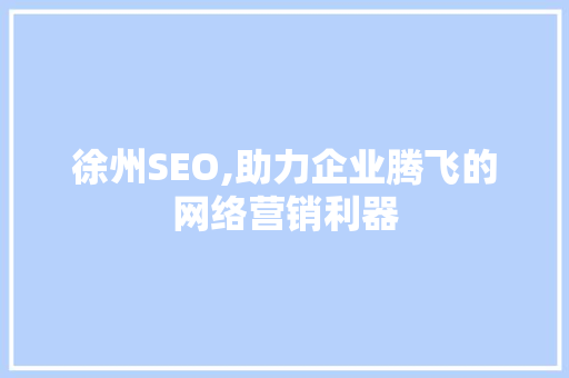 徐州SEO,助力企业腾飞的网络营销利器
