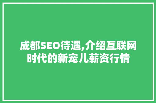 成都SEO待遇,介绍互联网时代的新宠儿薪资行情