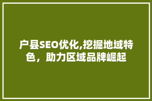 户县SEO优化,挖掘地域特色，助力区域品牌崛起