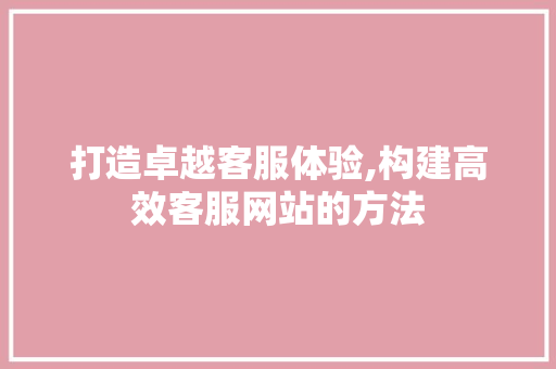 打造卓越客服体验,构建高效客服网站的方法