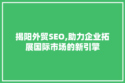 揭阳外贸SEO,助力企业拓展国际市场的新引擎