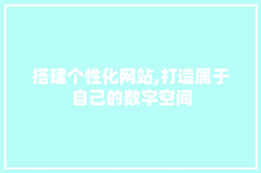 搭建个性化网站,打造属于自己的数字空间