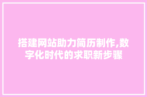 搭建网站助力简历制作,数字化时代的求职新步骤