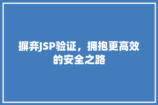 摒弃JSP验证，拥抱更高效的安全之路