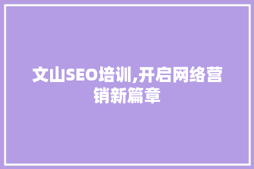 文山SEO培训,开启网络营销新篇章