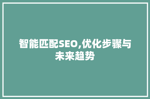 智能匹配SEO,优化步骤与未来趋势