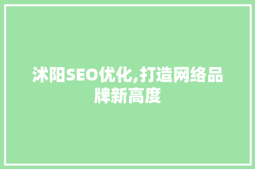 沭阳SEO优化,打造网络品牌新高度