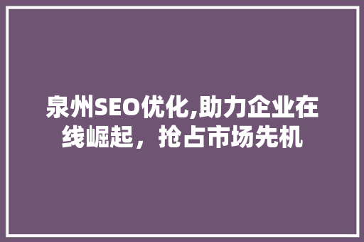 泉州SEO优化,助力企业在线崛起，抢占市场先机