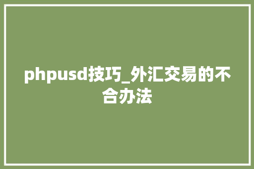 phpusd技巧_外汇交易的不合办法