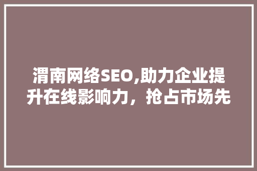 渭南网络SEO,助力企业提升在线影响力，抢占市场先机